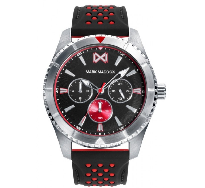 RELOJ MARK MADDOX CAUCHO NEGRA CAJA ACERO HC0120-57
