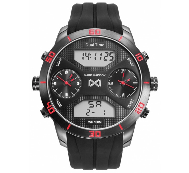 RELOJ MARK MADDOX CAUCHO NEGRO ANALOGICO DIGITAL HC1007-50