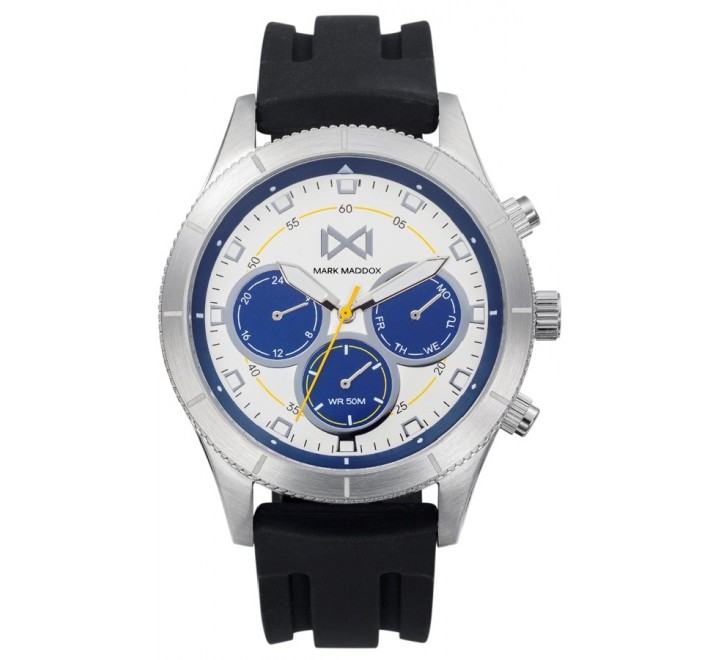 RELOJ MARK MADDOX CUACHO NEGRA ESFERA BLANCA HC7127-06