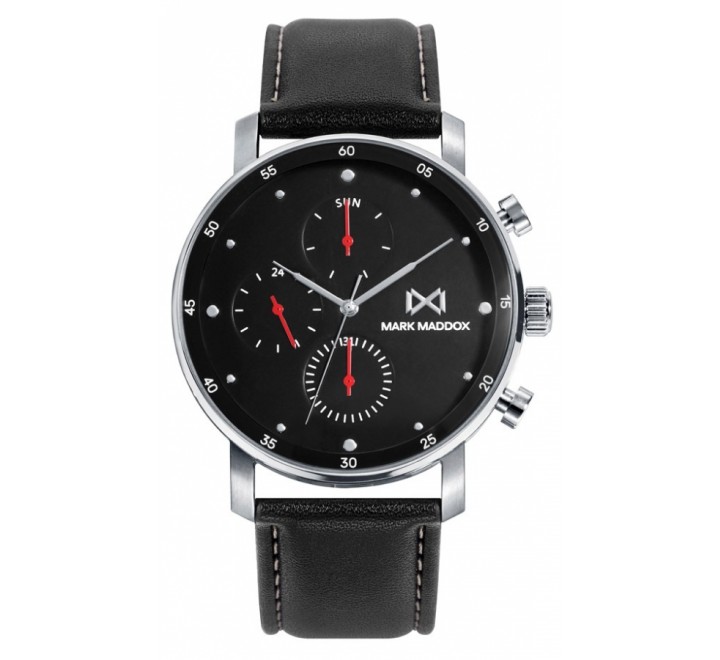 RELOJ MARK MADDOX PIEL NEGRA ESFERA NEGRA HC7147-57