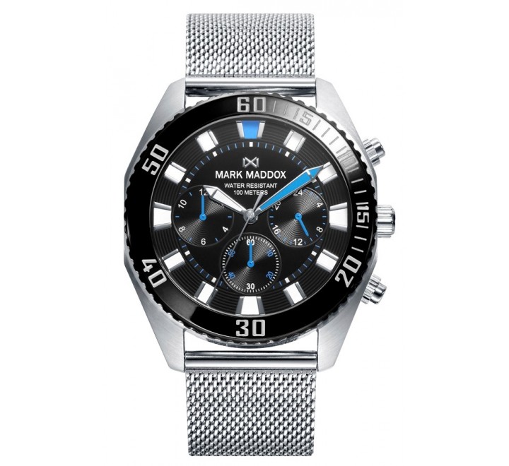 RELOJ MARK MADDOX MALLA ACERO ESFERA NEGRA HM0129-97