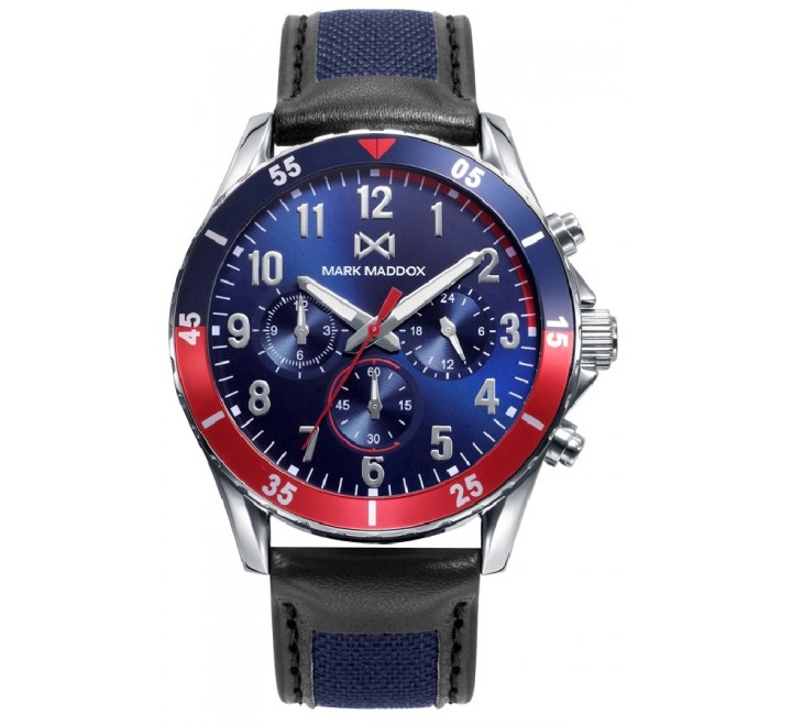 RELOJ MARK MADDOX CORREA PIEL NEGRA CAJA ACERO HC0118/35