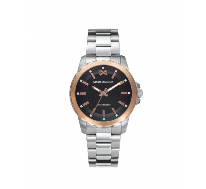 RELOJ MARK MADDOX CAJA Y ARMIS ACERO BISEL ROSADO MM0115-57