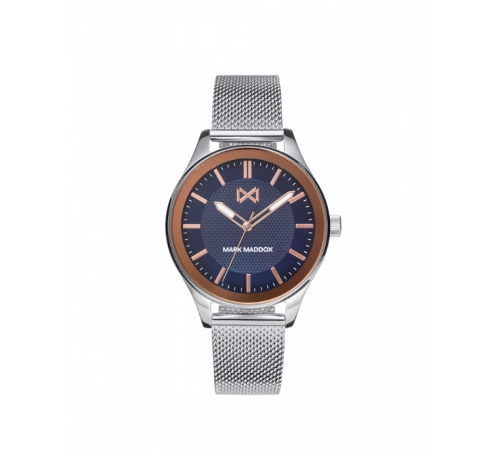 RELOJ MARK MADDOX MALLA ACERO ESFERA AZUL Y ROSADA MM7133-37