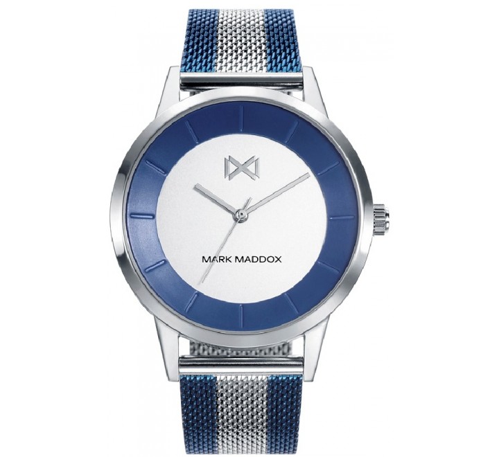 RELOJ MARK MADDOX MALLA ACERO Y AZUL CAJA ACERO HM7133-07