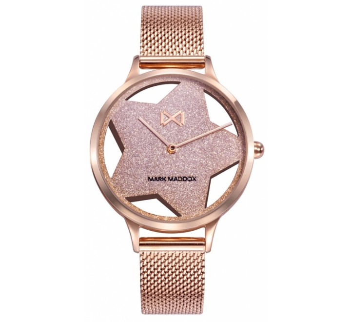 RELOJ MARK MADDOX MALLA ROSADA ESFERA ESTRELLA MM7150-90