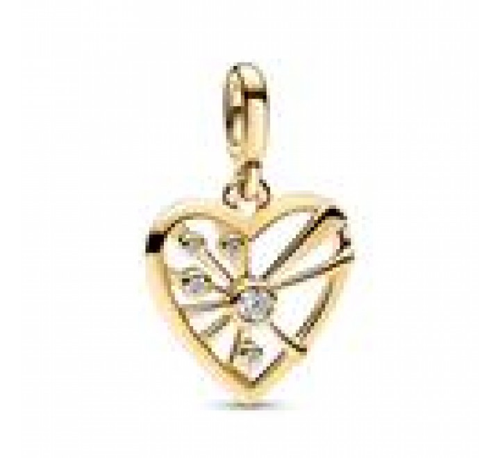 MEDALLON PANDORA ME PLATA DORADA CORAZON Y RAYOS 762691C01