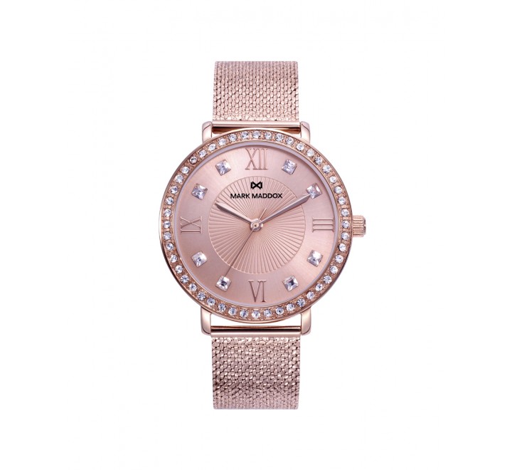 RELOJ MARK MADDOX CAJA Y ARMIS ACERO ROSADO MM1004-73