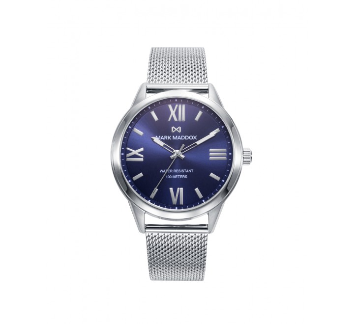 RELOJ MARK MADDOX CAJA Y ARMIS ACERO ESFERA AZUL MM1010-33