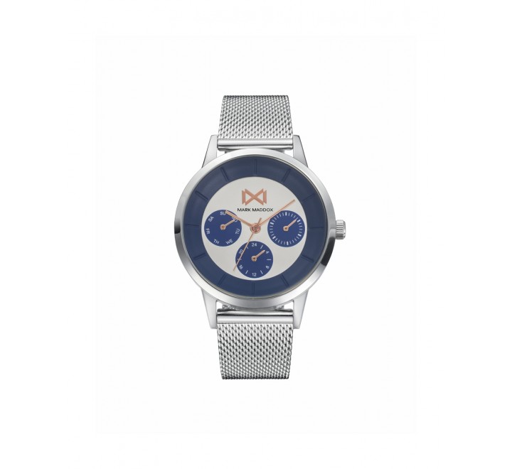RELOJ MARK MADDOX CAJA Y ARMIS ACERO ESFERA AZUL MM7126-37