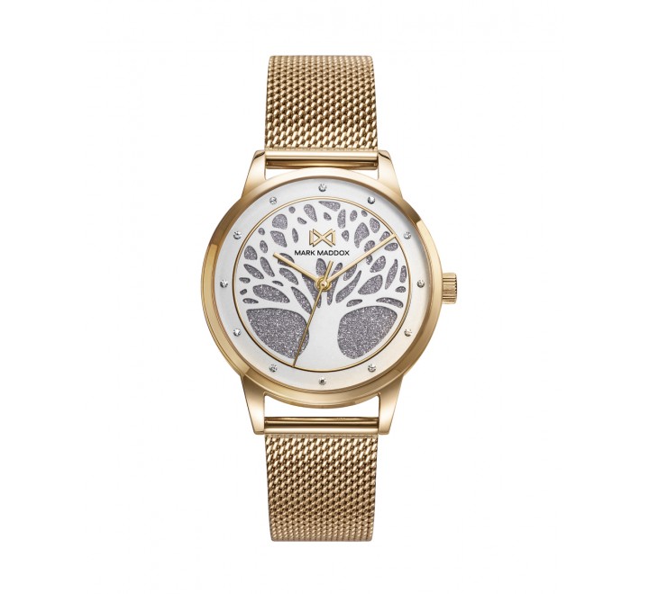RELOJ MARK MADDOX ACERO DORADO ESFERA ARBOL MM7143-27