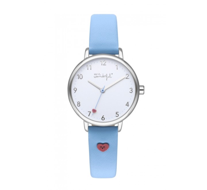 RELOJ MR WONDERFUL WR75300 CORREA PIEL AZUL ESFERA BLANCA