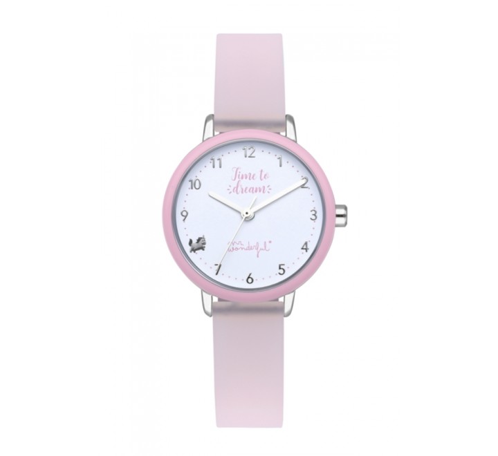 RELOJ MR WONDERFUL WR65100 SILICONA ROSA ESFERA BLANCA
