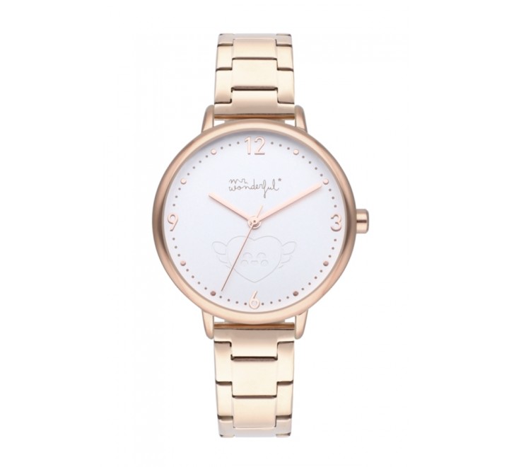 RELOJ MR WONDERFUL WR10000 ACERO CHAPADO ROSADO