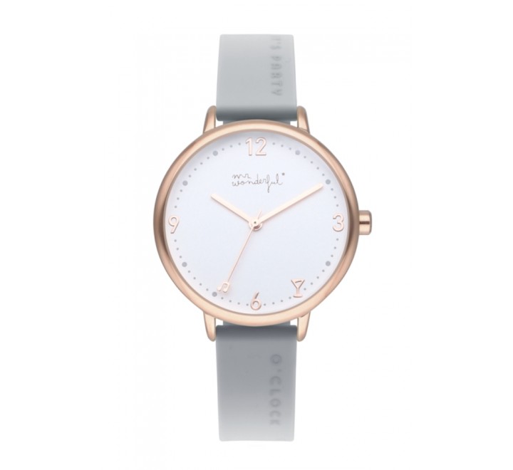 RELOJ MR WONDERFUL WR40400 SILICONA GRIS CAJA ROSADA