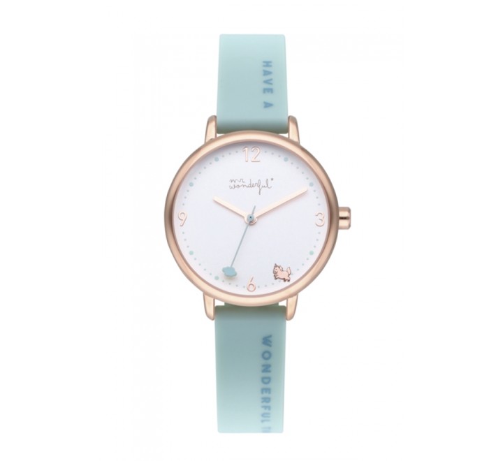 RELOJ MR WONDERFUL WR45200 SILICONA VERDE CLARO CAJA ROSADA