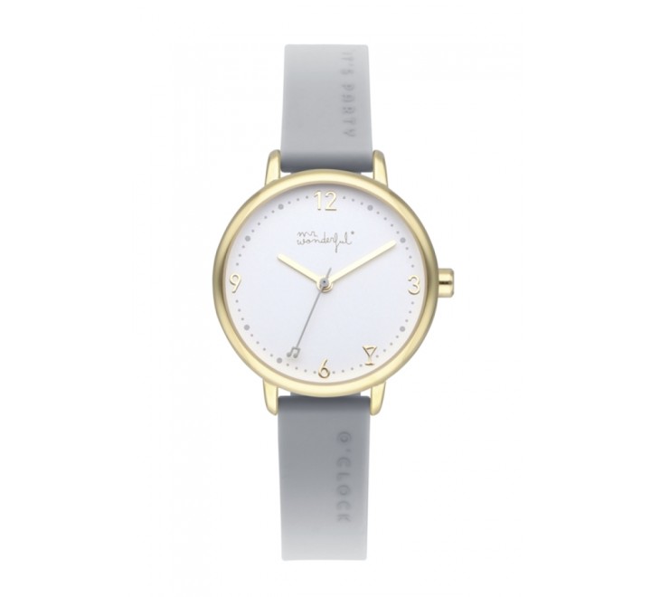 RELOJ MR WONDERFUL WR45400 SILICONA GRIS CAJA DORADA