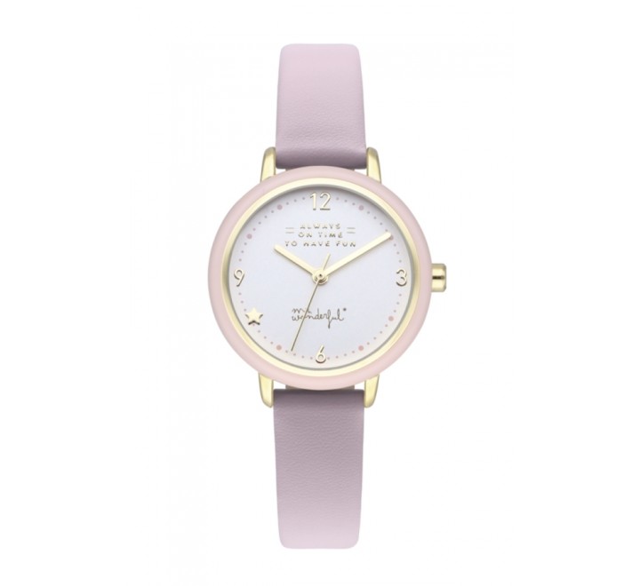 RELOJ MR WONDERFUL WR25100 CORREA PIEL ROSA CAJA DORADA