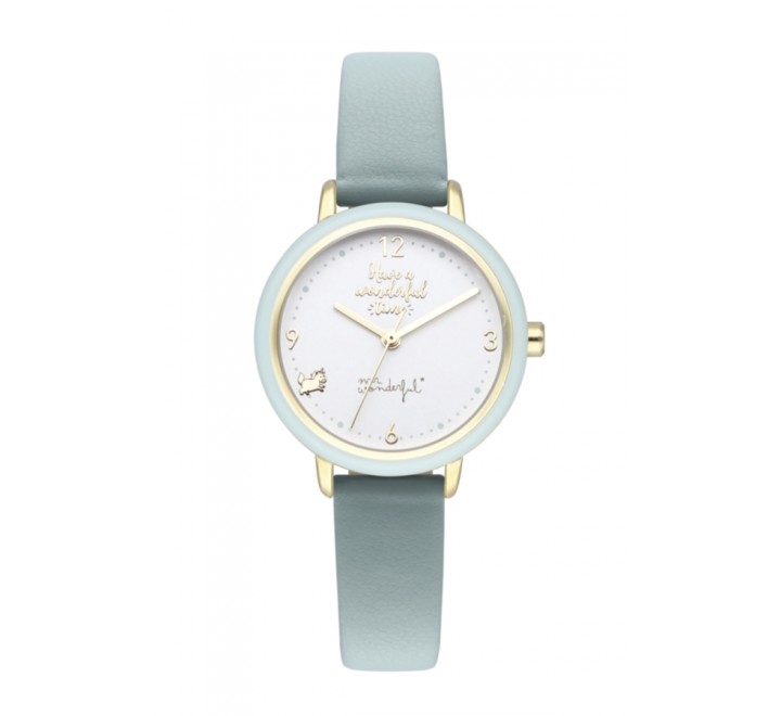 RELOJ MR WONDERFUL WR25200 CORREA PIEL VERDE CAJA DORADA