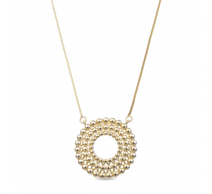 COLLAR LUXENTER NF111Y99900 PLATA CHAPADA CIRCULO BOLITAS