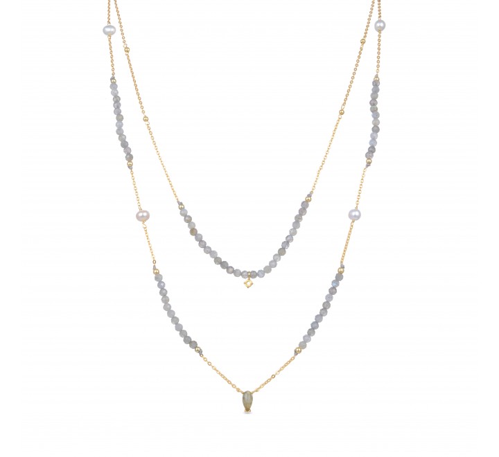 GARGANTILLA LUXENTER PLATA DORADA DOBLE PIEDRAS NXA221Y70500