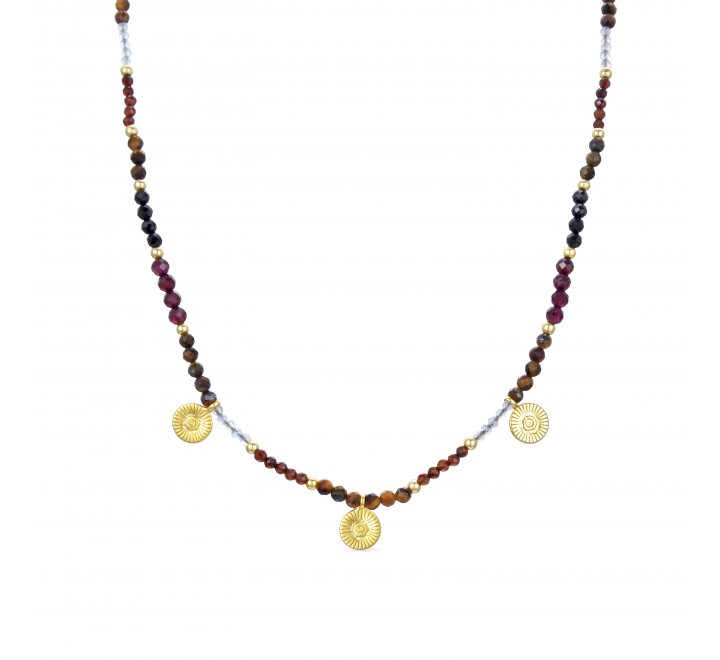 GARGANTILLA LUXENTER PLATA DORADA BOLAS MARRON NXA288Y70100