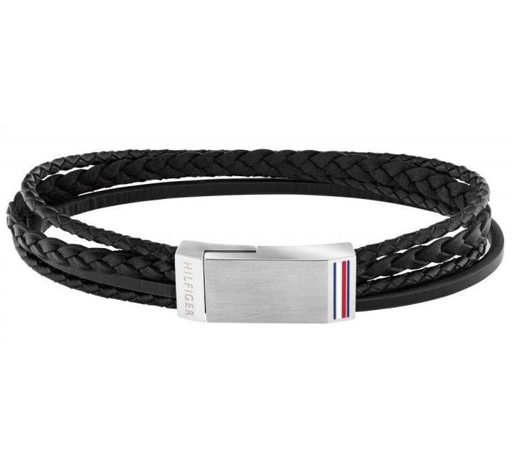 PULSERA TOMMY HILFIGER 2790281S CUERO NEGRO TRENZADO