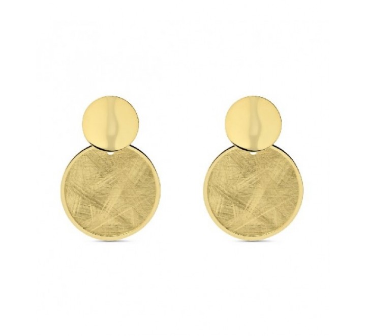 PENDIENTES PLATA DORADA CIRCULO LISO 12M Y MATE 20M PE6006CH