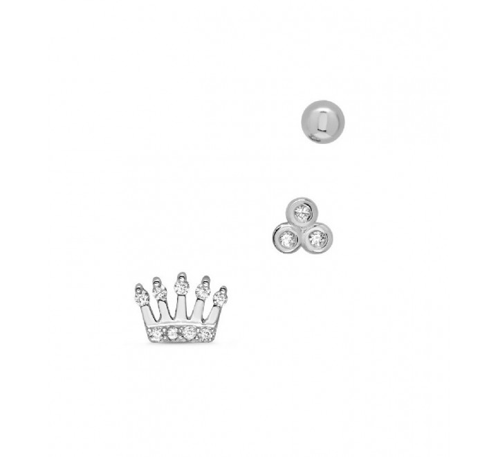 SET 3 PENDIENTES PLATA CON CIRCONITAS PE5922R
