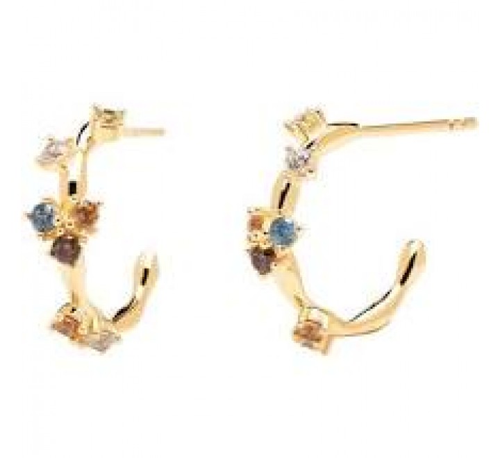 PENDIENTES PD PAOLA PLATA CHAPADA ARO CIRCONITAS COLOR AR01-289-U