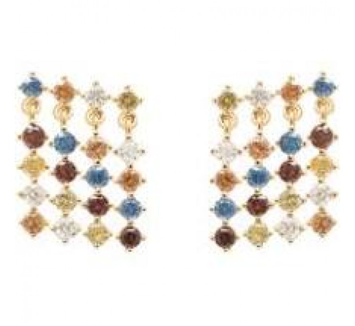 PENDIENTES PLATA CHAPADA PIEDRAS COLORES COLGANDO AR01-293-U