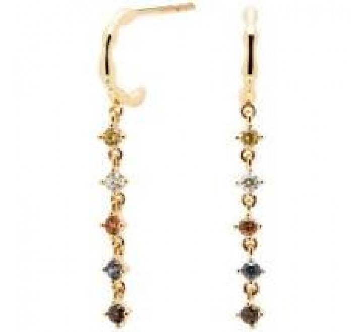 PENDIENTES PLATA CHAPADA ARO CADENA PIEDRAS COLOR AR01-303-U