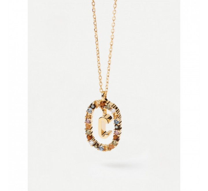 GARGANTILLA PDPAOLA PLATA CHAPADA LETRA C CIRCONITAS COLOR CO01-262-U