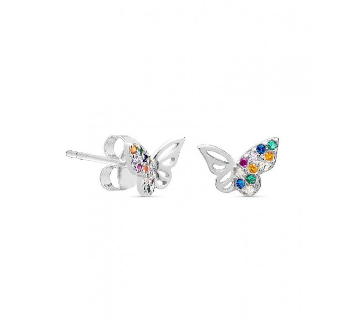 PENDIENTES PLATA MARIPOSA LISA Y CIRCONITAS PE5536/24
