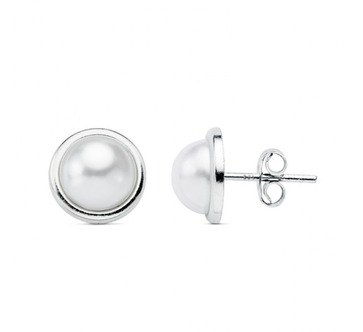 PENDIENTES PLATA MEDIA PERLA 10MM CERCO PE2917