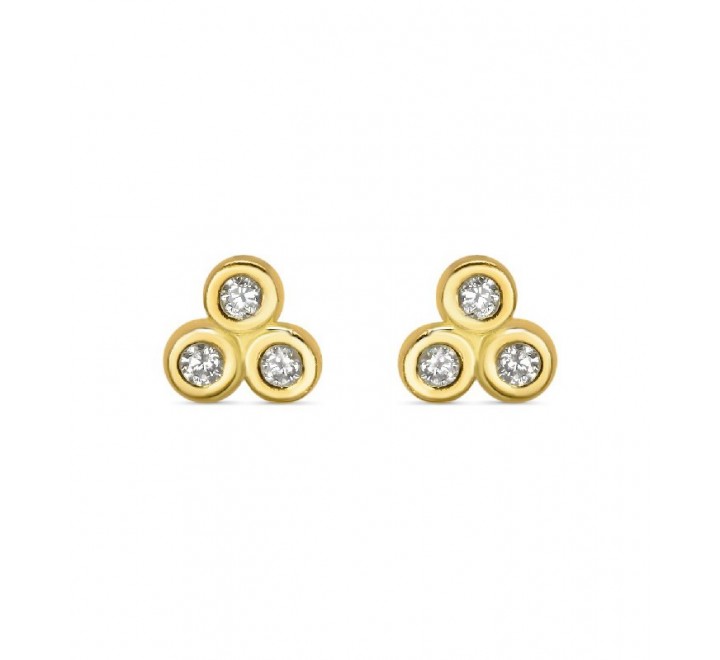 PENDIENTES PLATA DORADA 3 CIRCONITAS PE5923CH/04