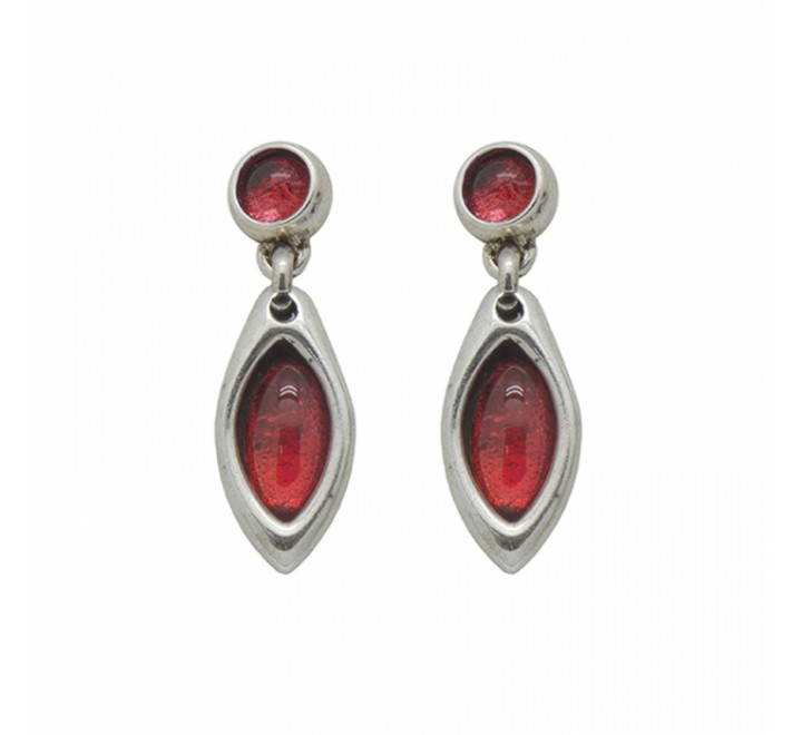PENDIENTES CICLON CON DOBLE PIEDRA ROJA 171622