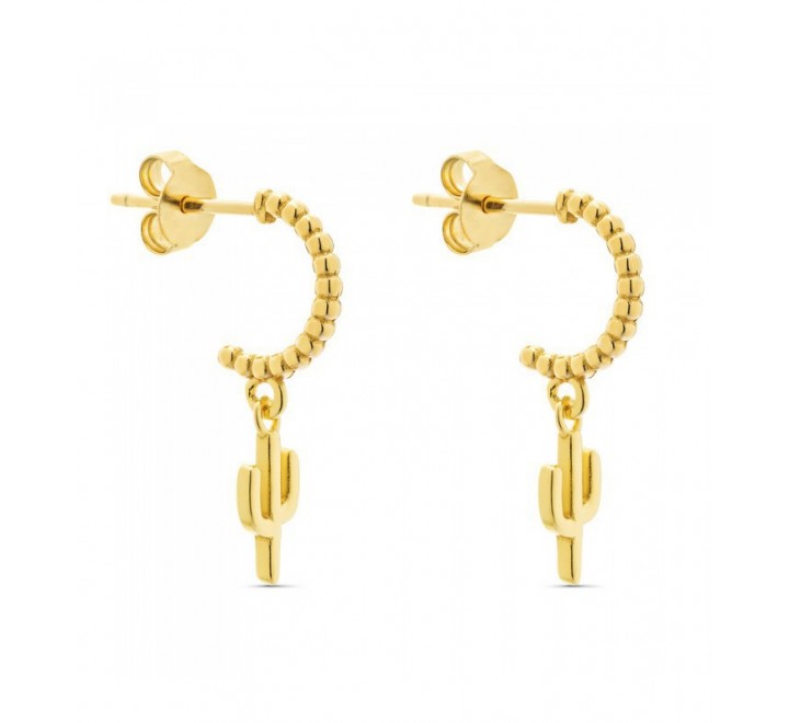 PENDIENTES PLATA CHAPADA ARO BOLITAS Y CACTUS PE5773CH