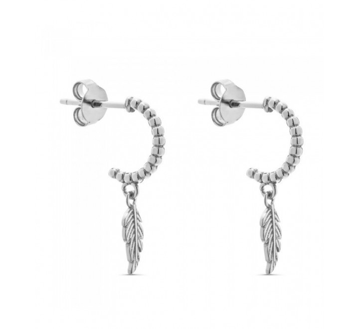 PENDIENTES PLATA ARO BOLITAS PLUMA COLGANDO PE5764R