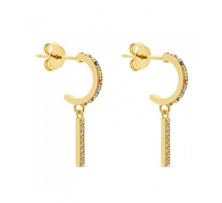 PENDIENTES PLATA CHAPADA ARO BARRA CIRCONITAS PE5753/24CH