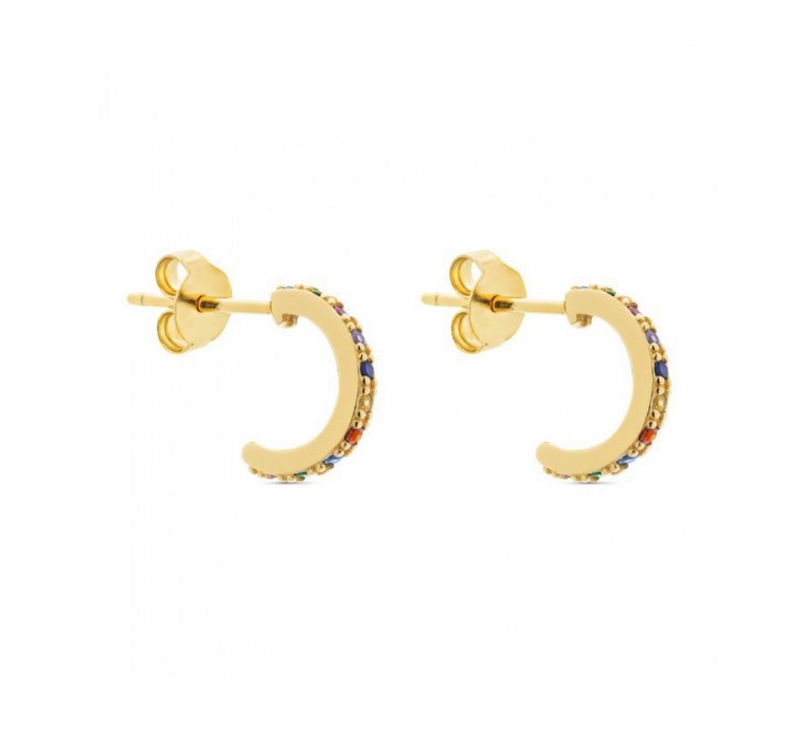 PENDIENTES PLATA DORADA ARO CIRCONITAS COLOR PE5760/24CH