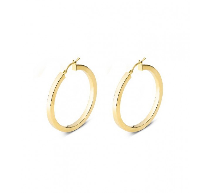 PENDIENTES PLATA DORADA ARO TUBO CUADRADO 3X30 PE5042CH