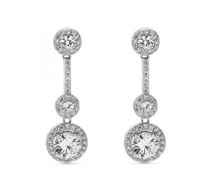 PENDIENTES PLATA BARRA Y CIRCONITAS PE5259