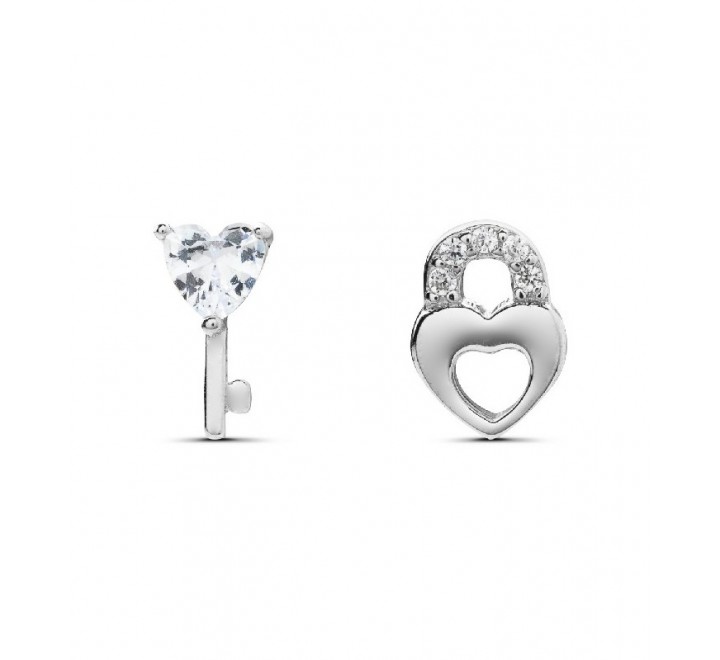 PENDIENTES PLATA CANDADO Y LLAVE CIRCONITA PE5570R