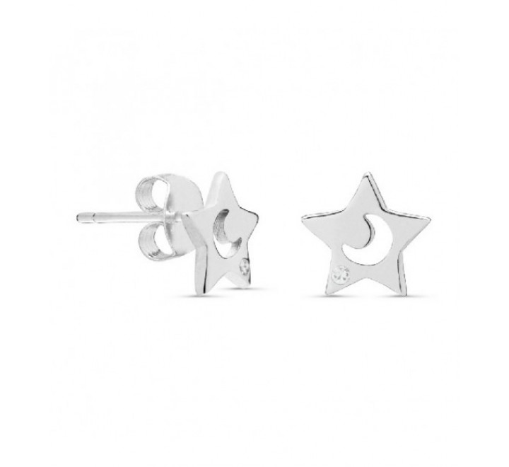 PENDIENTES PLATA ESTRELLA LUNA CALADA PE5184