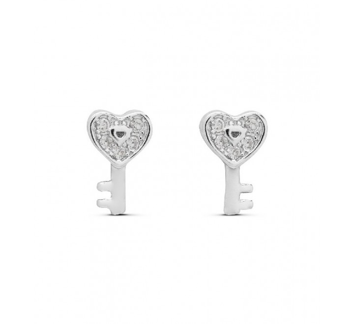 PENDIENTES PLATA LLAVE CON CIRCONITAS PE4598