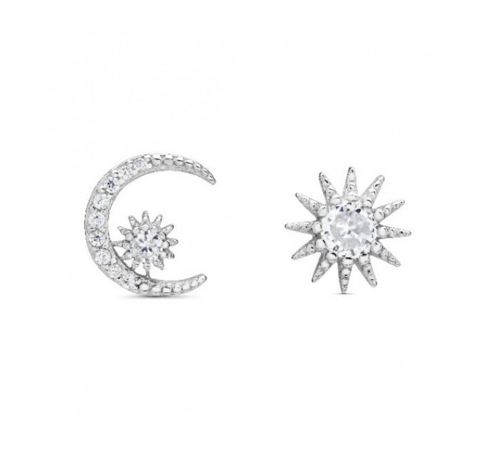 PENDIENTES PLATA LUNA Y SOL CIRCONITAS PE5818R