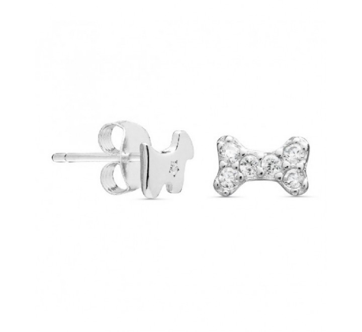 PENDIENTES PLATA PERRO Y HUESO CIRCONITAS PE5186
