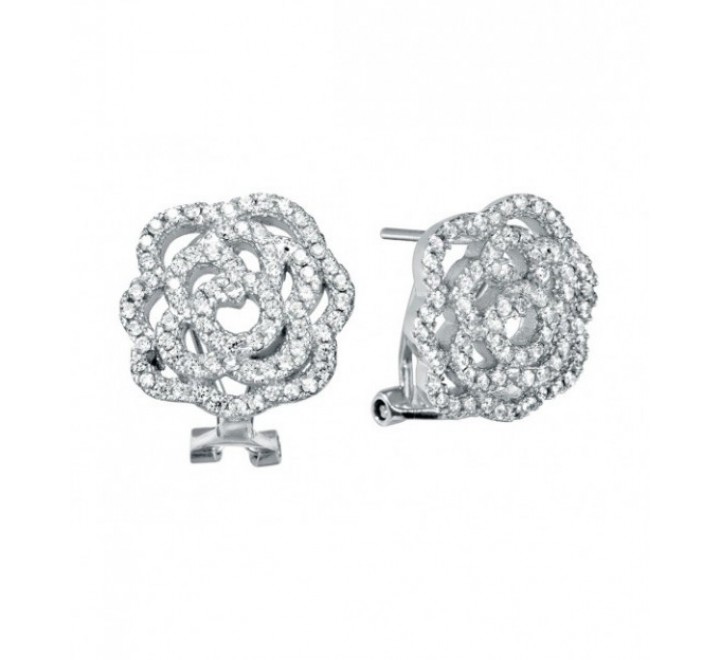 PENDIENTES PLATA ROSA CON CIRCONITAS OMEGA PE4576