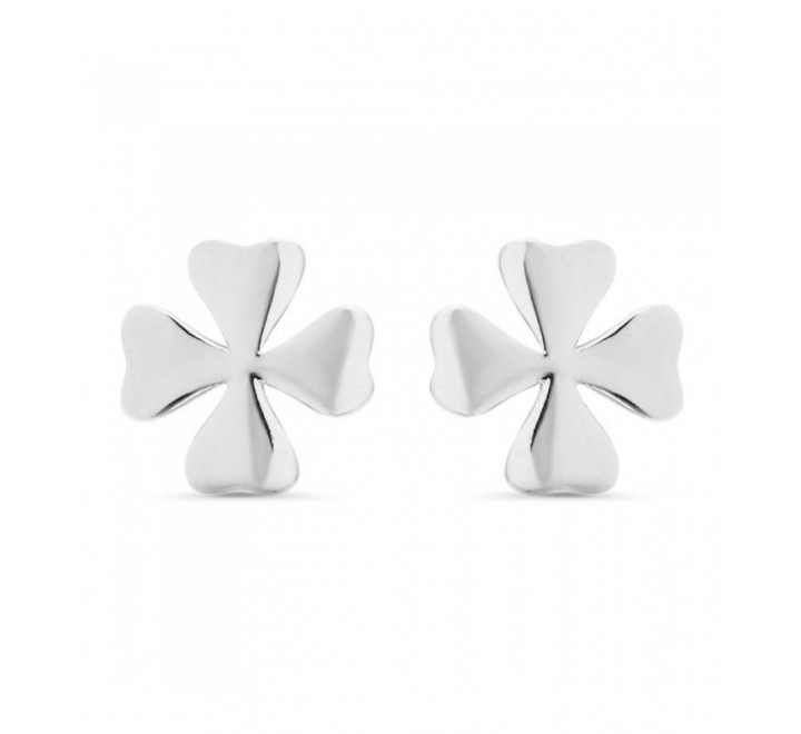 PENDIENTES PLATA TREBOL 4 HOJAS LISO PE5745